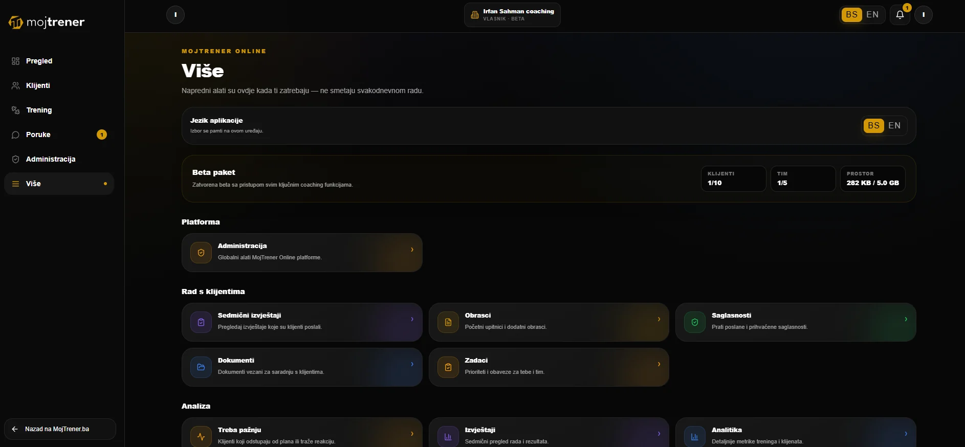 MojTrener Online website preview