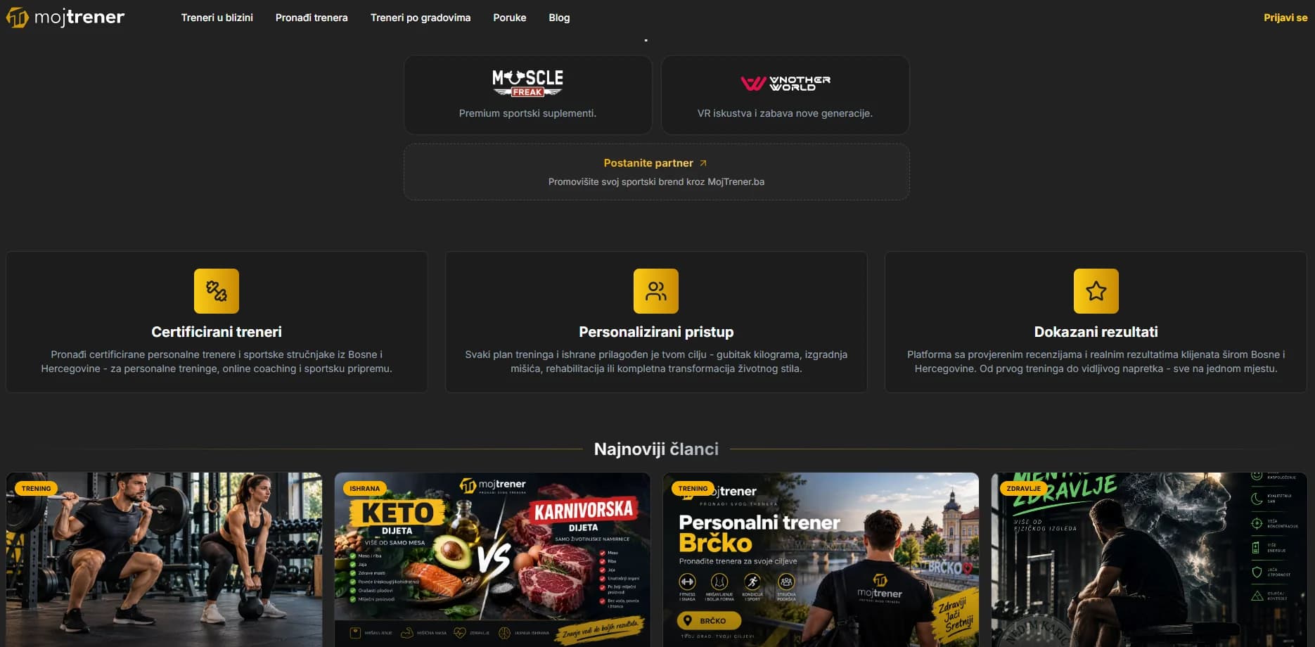 MojTrener.ba website preview